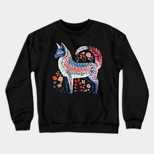 A Cute Blue Fox Scandinavian Art Style Crewneck Sweatshirt